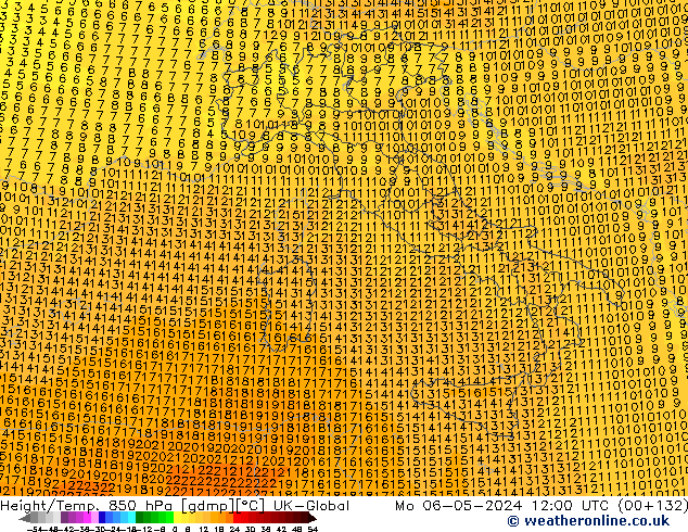 Height/Temp. 850 hPa UK-Global Mo 06.05.2024 12 UTC