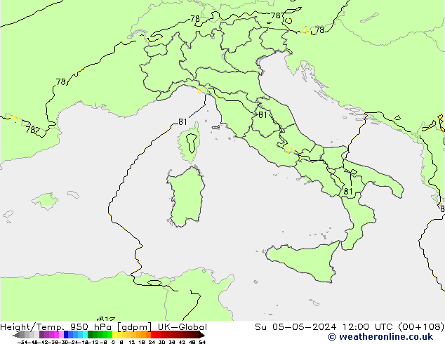Height/Temp. 950 hPa UK-Global Ne 05.05.2024 12 UTC