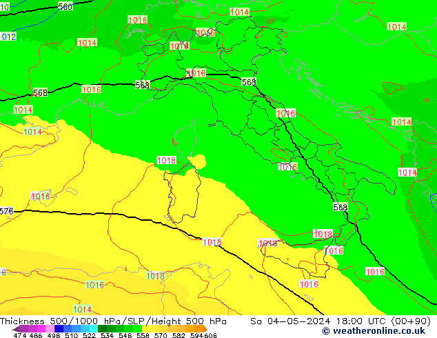 Thck 500-1000hPa UK-Global Sa 04.05.2024 18 UTC