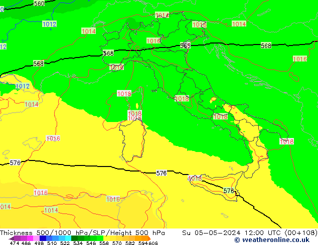 Thck 500-1000hPa UK-Global Su 05.05.2024 12 UTC