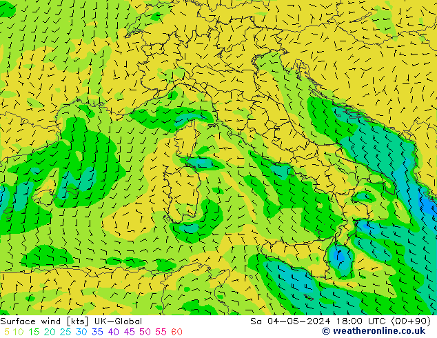 Surface wind UK-Global Sa 04.05.2024 18 UTC