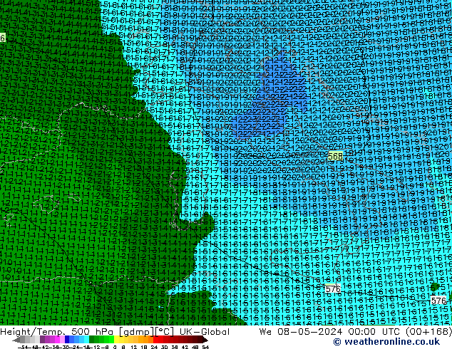 Height/Temp. 500 гПа UK-Global ср 08.05.2024 00 UTC