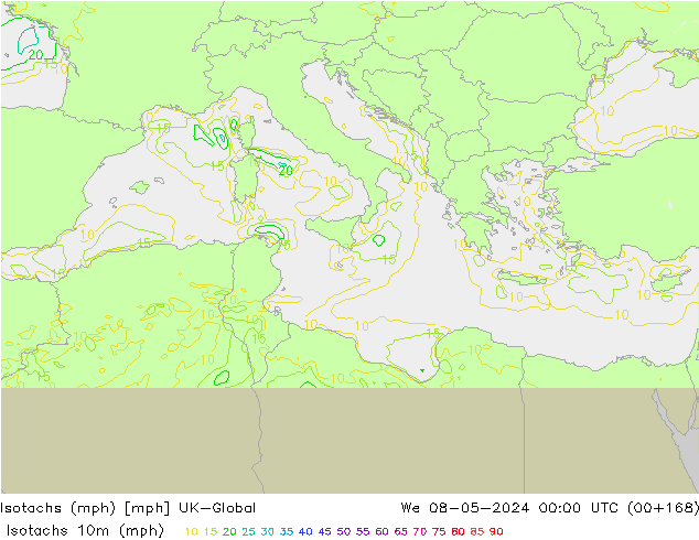 Isotachs (mph) UK-Global We 08.05.2024 00 UTC