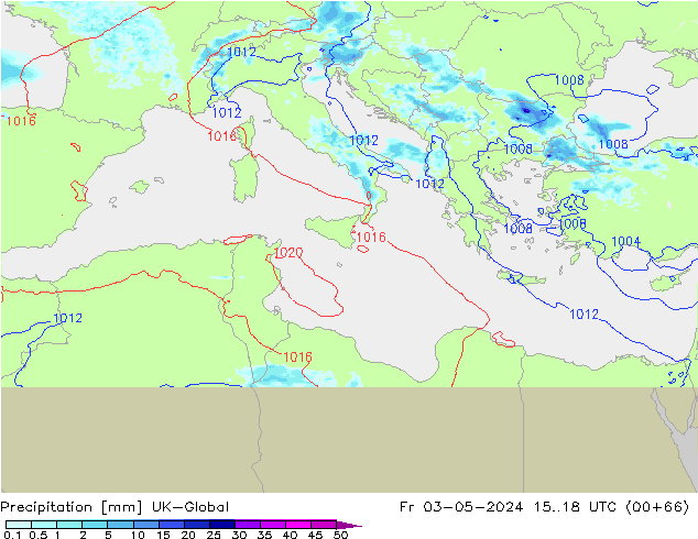 Precipitation UK-Global Fr 03.05.2024 18 UTC