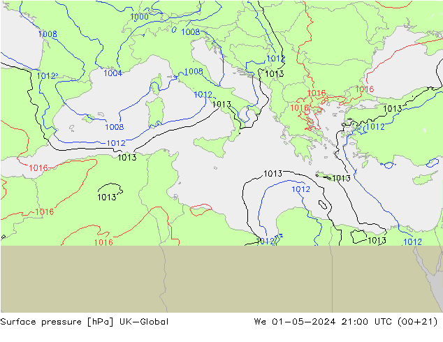 pressão do solo UK-Global Qua 01.05.2024 21 UTC