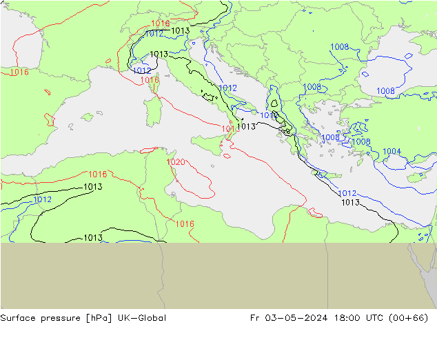 приземное давление UK-Global пт 03.05.2024 18 UTC