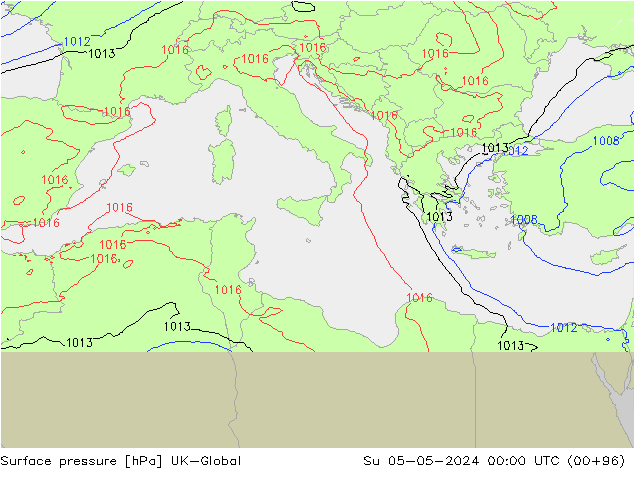 Surface pressure UK-Global Su 05.05.2024 00 UTC