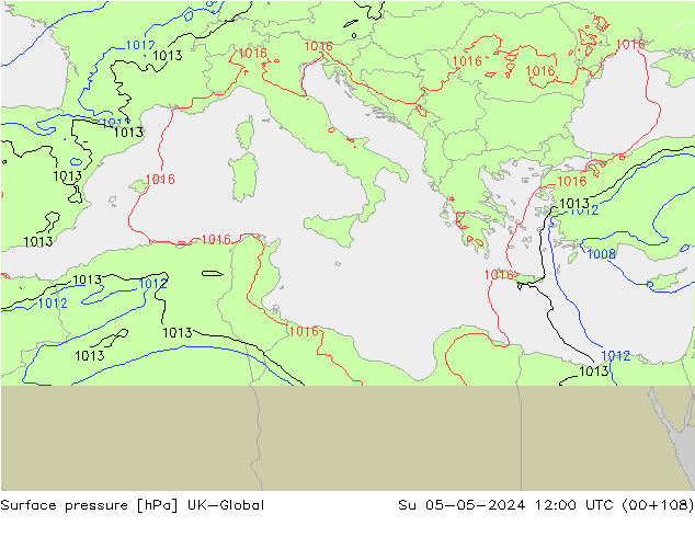 Luchtdruk (Grond) UK-Global zo 05.05.2024 12 UTC