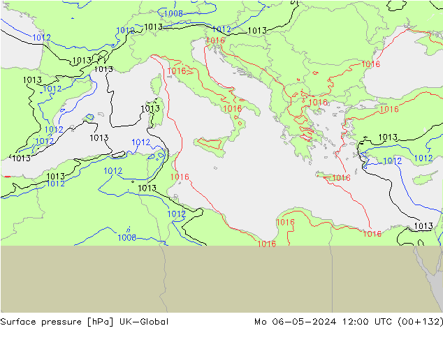 Surface pressure UK-Global Mo 06.05.2024 12 UTC