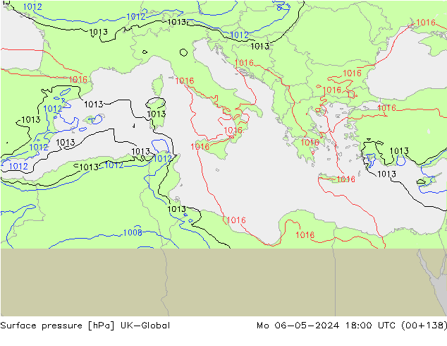 Surface pressure UK-Global Mo 06.05.2024 18 UTC