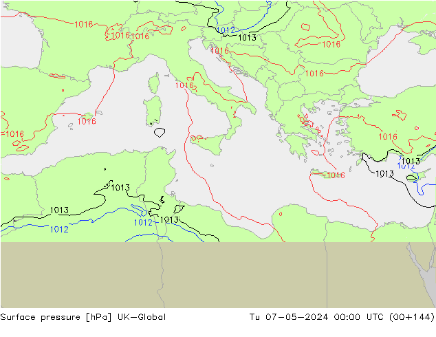 Pressione al suolo UK-Global mar 07.05.2024 00 UTC