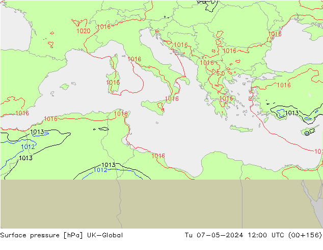 pression de l'air UK-Global mar 07.05.2024 12 UTC