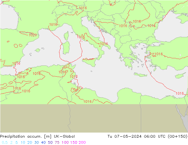 Précipitation accum. UK-Global mar 07.05.2024 06 UTC