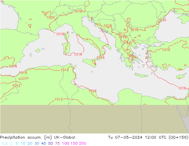 Precipitation accum. UK-Global wto. 07.05.2024 12 UTC