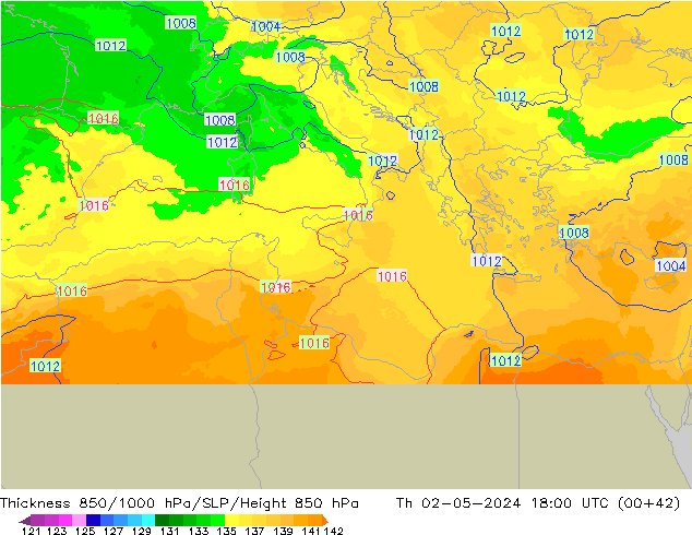 Thck 850-1000 hPa UK-Global Th 02.05.2024 18 UTC