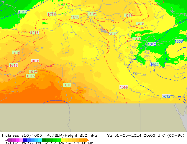 Thck 850-1000 hPa UK-Global Su 05.05.2024 00 UTC