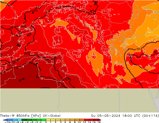 Theta-W 850hPa UK-Global Su 05.05.2024 18 UTC