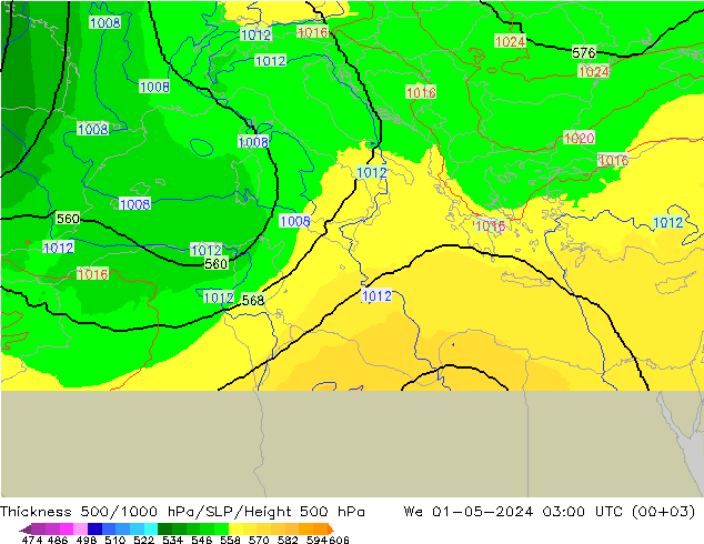 Thck 500-1000гПа UK-Global ср 01.05.2024 03 UTC