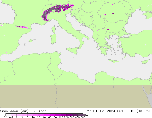 Snow accu. UK-Global mié 01.05.2024 06 UTC