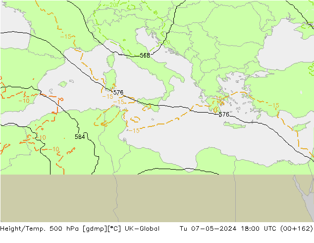 Height/Temp. 500 hPa UK-Global Tu 07.05.2024 18 UTC