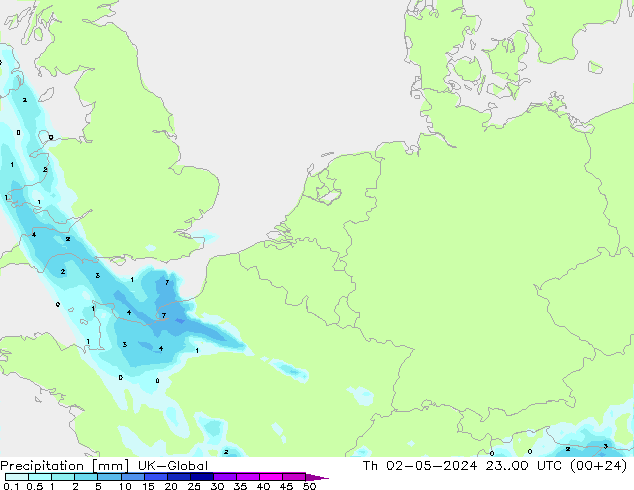 Precipitation UK-Global Th 02.05.2024 00 UTC