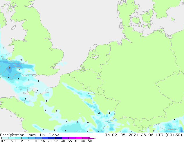 Precipitación UK-Global jue 02.05.2024 06 UTC