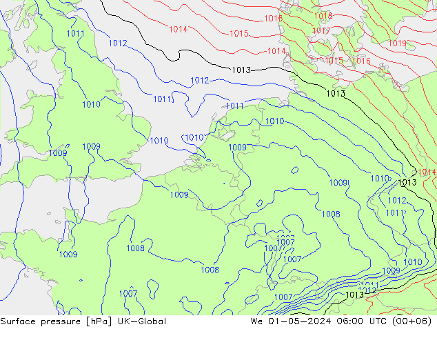 Surface pressure UK-Global We 01.05.2024 06 UTC