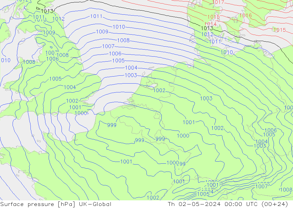 Surface pressure UK-Global Th 02.05.2024 00 UTC