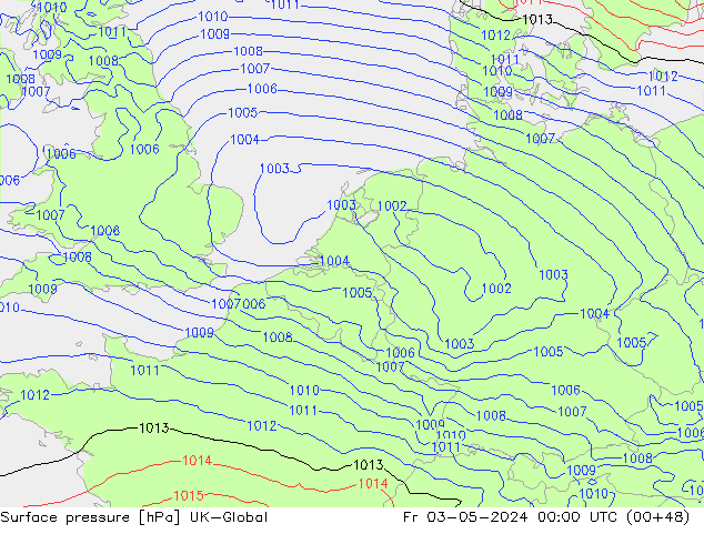 Surface pressure UK-Global Fr 03.05.2024 00 UTC