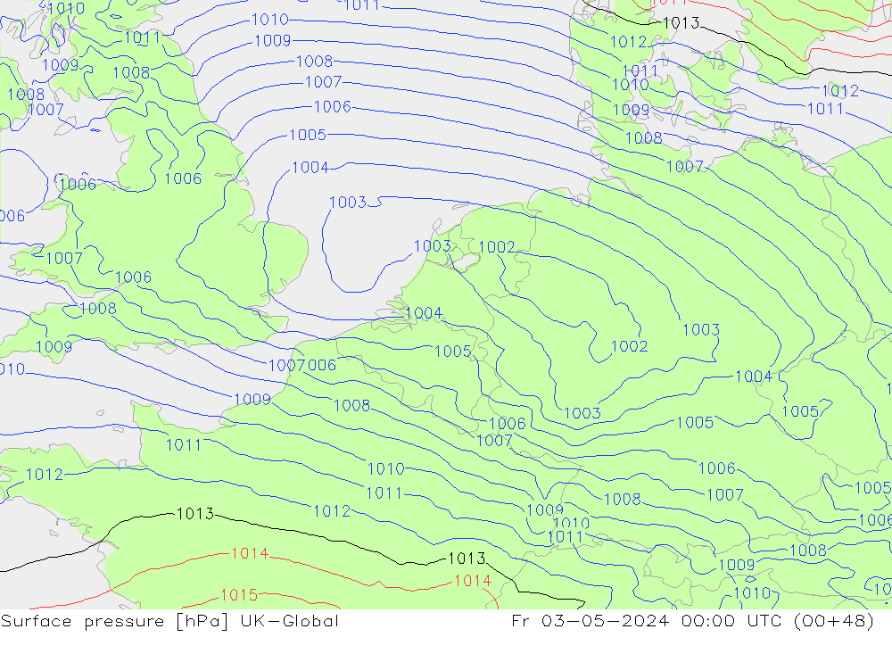 Surface pressure UK-Global Fr 03.05.2024 00 UTC