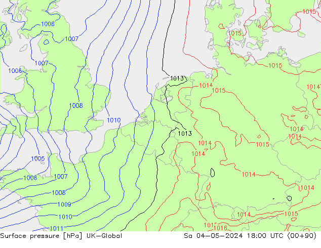 Luchtdruk (Grond) UK-Global za 04.05.2024 18 UTC