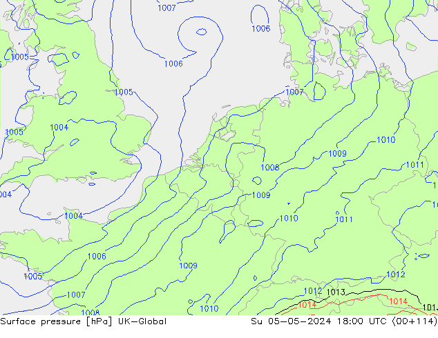 Surface pressure UK-Global Su 05.05.2024 18 UTC