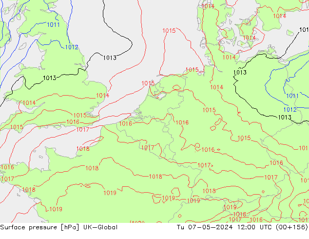 Surface pressure UK-Global Tu 07.05.2024 12 UTC