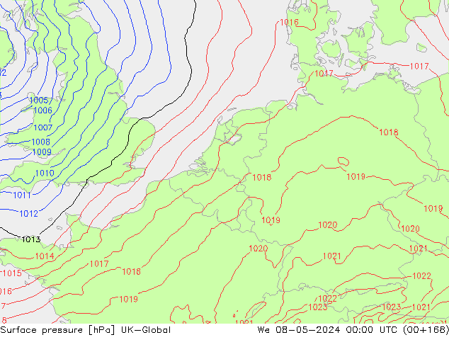 Presión superficial UK-Global mié 08.05.2024 00 UTC