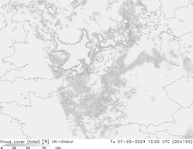 Cloud cover (total) UK-Global Tu 07.05.2024 12 UTC