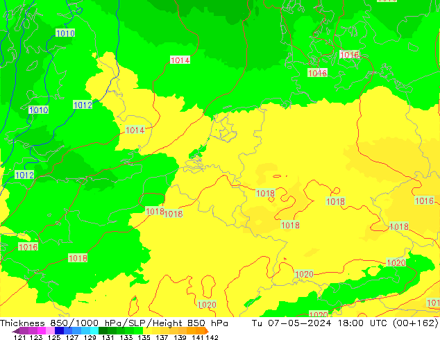 Thck 850-1000 hPa UK-Global Tu 07.05.2024 18 UTC