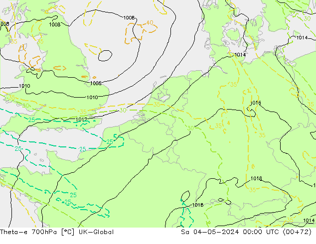 Theta-e 700hPa UK-Global sáb 04.05.2024 00 UTC