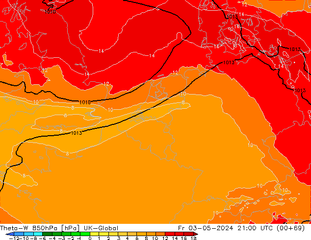 Theta-W 850hPa UK-Global Fr 03.05.2024 21 UTC