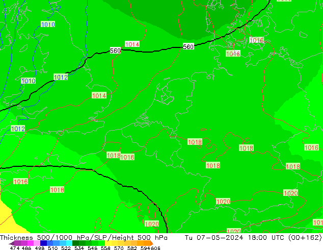 Thck 500-1000hPa UK-Global Tu 07.05.2024 18 UTC