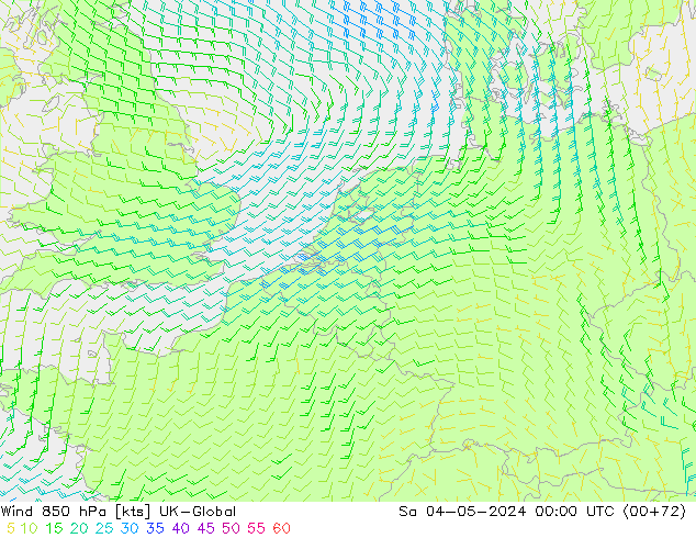 Rüzgar 850 hPa UK-Global Cts 04.05.2024 00 UTC