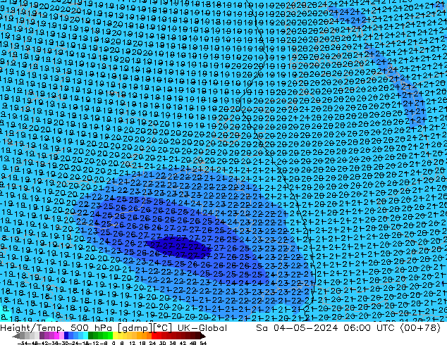 Height/Temp. 500 hPa UK-Global  04.05.2024 06 UTC