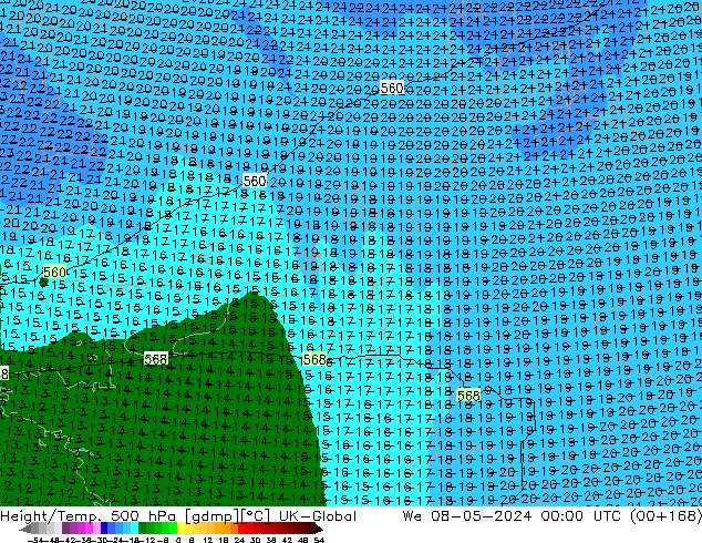 Height/Temp. 500 hPa UK-Global Qua 08.05.2024 00 UTC