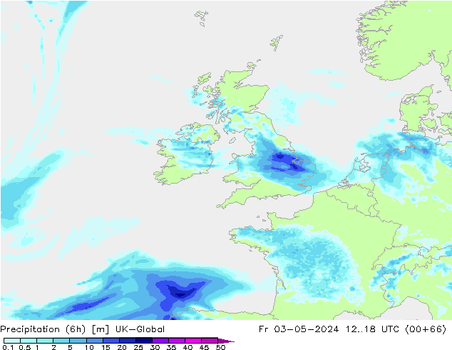 Yağış (6h) UK-Global Cu 03.05.2024 18 UTC