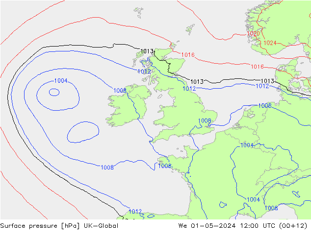 Yer basıncı UK-Global Çar 01.05.2024 12 UTC