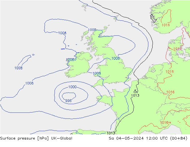 приземное давление UK-Global сб 04.05.2024 12 UTC