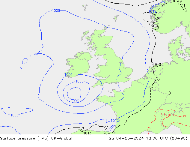 Surface pressure UK-Global Sa 04.05.2024 18 UTC