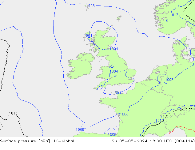 Luchtdruk (Grond) UK-Global zo 05.05.2024 18 UTC