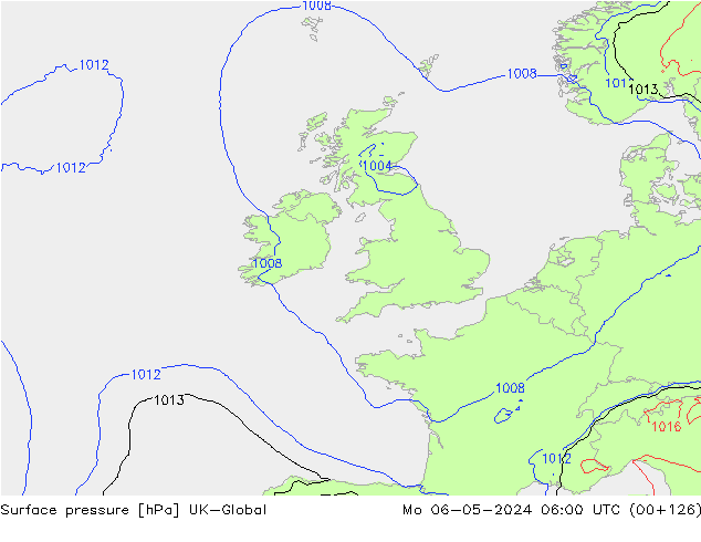 Surface pressure UK-Global Mo 06.05.2024 06 UTC