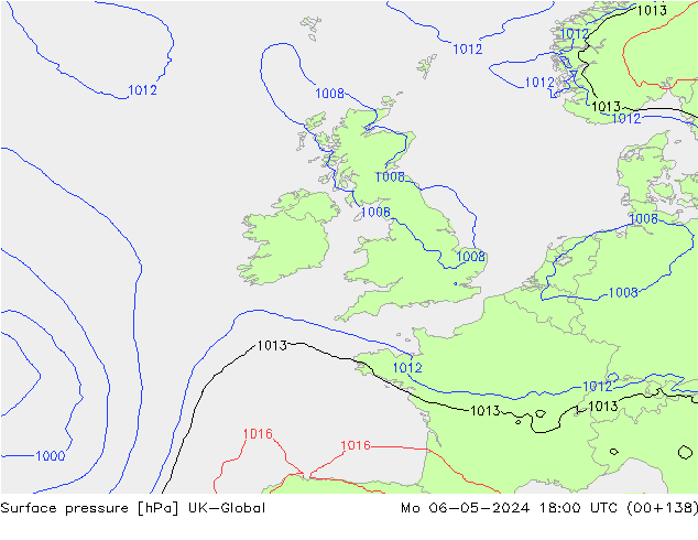 pressão do solo UK-Global Seg 06.05.2024 18 UTC