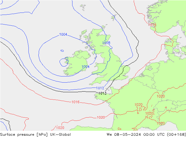 Yer basıncı UK-Global Çar 08.05.2024 00 UTC